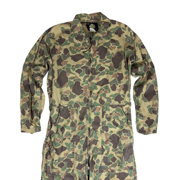 Vintage Sears Duck Camo Coveralls Mens M 1950s Field Tested Hunting USA - Picture 3 of 10